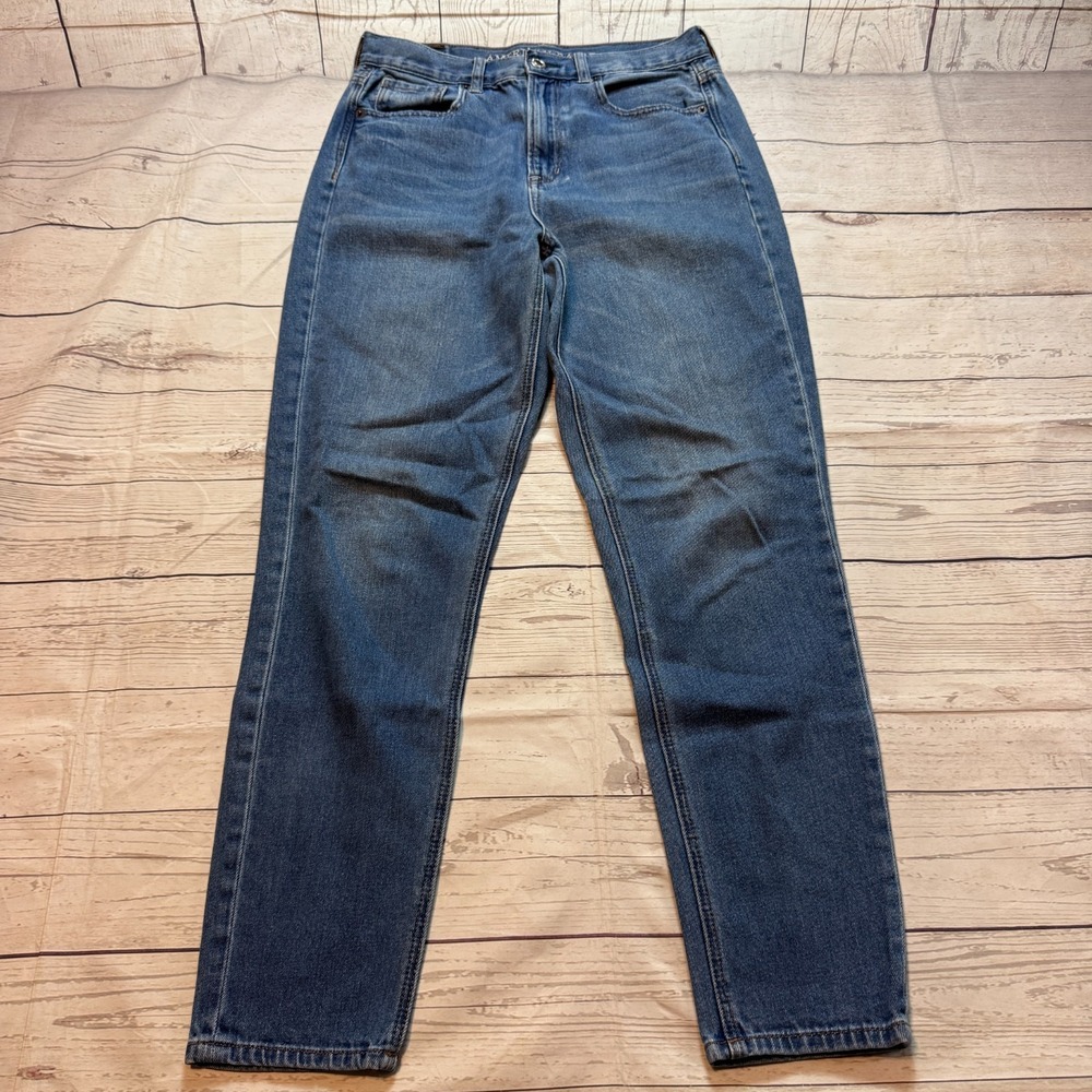 American Eagle Stretch High Waist Mom Jeans Blue Denim Pants Size 4 (27x27)